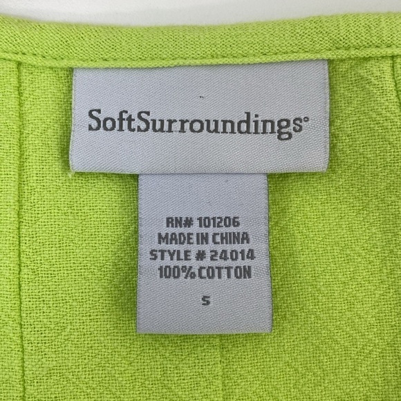 Soft Surroundings Cotton Blouse Pintuck Women's Small Green - Picture 7 of 10
